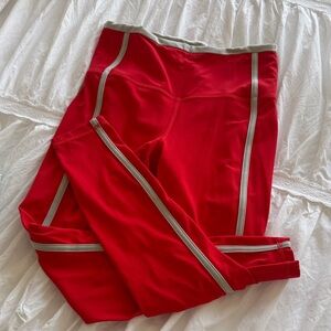 Athleta 7/8 Leggings Red w/ Piping (Color: Cardinal)